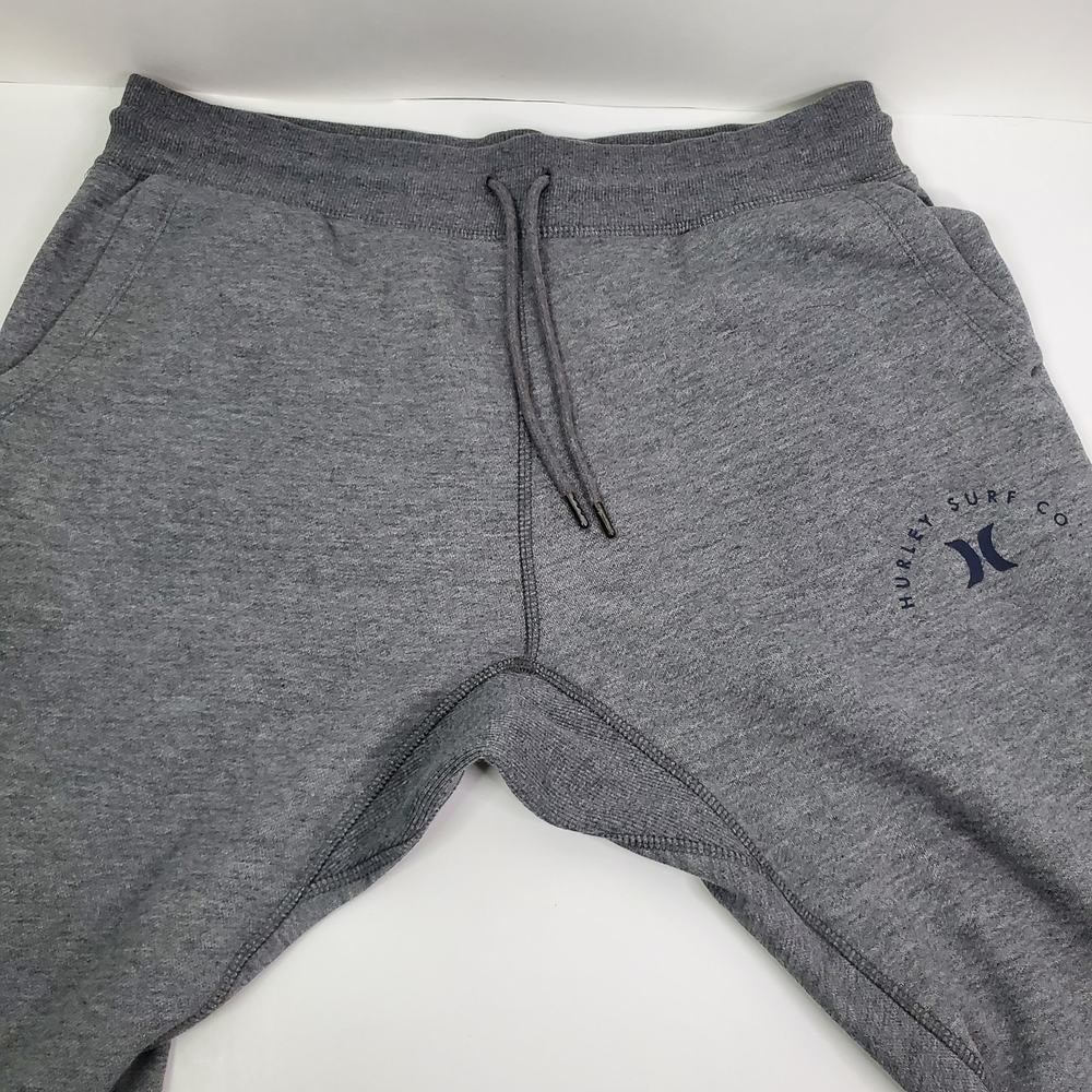 Hurley Jogger Sweatpants Men's Large Drawstring Pocket Logo Heathered Gray - Picture 4 of 9